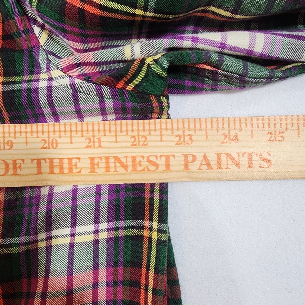 Lauren Ralph Lauren Black Label XL Plaid Button Down Multi Color 100% Cotton Top - Picture 5 of 10